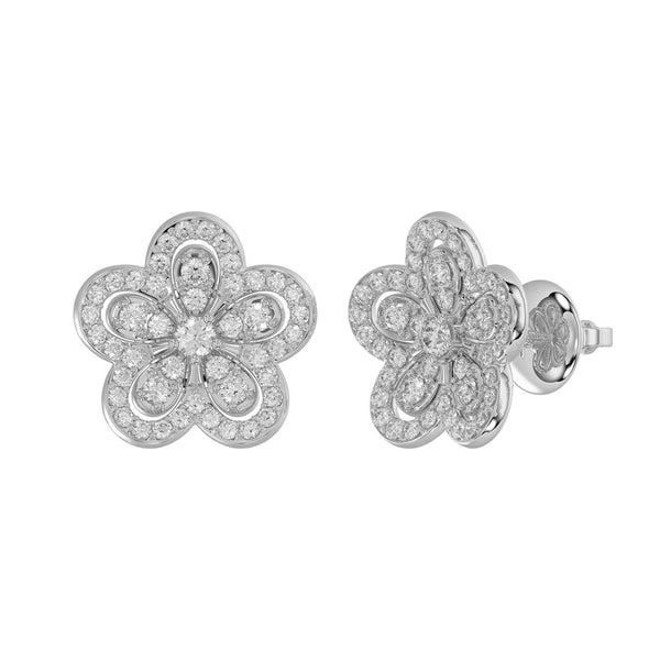 LADIES EARRING 0.50CT ROUND DIAMOND 14K WHITE GOLD