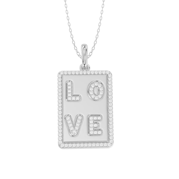 LADIES PENDANT 0.20CT ROUND DIAMOND 14K WHITE GOLD WITH CHAIN