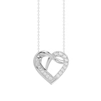 LADIES PENDANT WITH CHAIN 0.16CT ROUND DIAMOND 14K WHITE GOLD