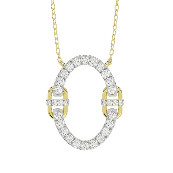 LADIES PENDANT WITH CHAIN 0.25CT ROUND DIAMOND 14K YELLOW GOLD