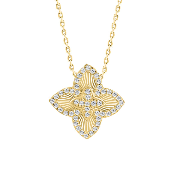 LADIES PENDANT WITH CHAIN 0.15CT ROUND DIAMOND 14K YELLOW GOLD