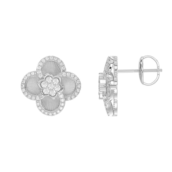 LADIES EARRING 0.33CT ROUND DIAMOND 14K WHITE GOLD