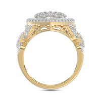 LADIES RING 1.00CT ROUND/BAGUETTE DIAMOND 10K YELLOW GOLD