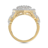LADIES RING 1.00CT ROUND/BAGUETTE DIAMOND 10K YELLOW GOLD
