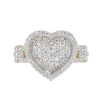 LADIES RING 1.00CT ROUND/BAGUETTE DIAMOND 10K YELLOW GOLD