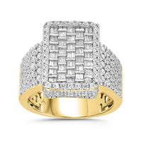 MEN'S RING 2.50CT ROUND/BAGUETTE DIAMOND 10K YELLOW GOLD