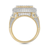 MEN'S RING 2.75CT ROUND/BAGUETTE DIAMOND 10K YELLOW GOLD