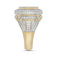 MEN'S RING 2.75CT ROUND/BAGUETTE DIAMOND 10K YELLOW GOLD