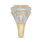 MEN'S RING 2.75CT ROUND/BAGUETTE DIAMOND 10K YELLOW GOLD
