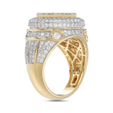 MEN'S RING 2.75CT ROUND/BAGUETTE DIAMOND 10K YELLOW GOLD