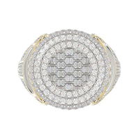MEN'S RING 2.75CT ROUND/BAGUETTE DIAMOND 10K YELLOW GOLD