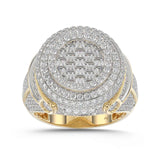 MEN'S RING 2.75CT ROUND/BAGUETTE DIAMOND 10K YELLOW GOLD
