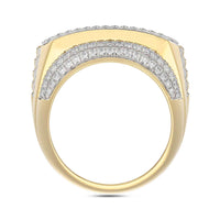 MEN'S RING 2.00CT ROUND/BAGUETTE DIAMOND 10K YELLOW GOLD