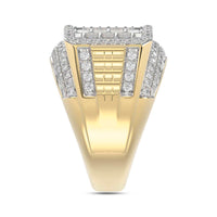 MEN'S RING 2.00CT ROUND/BAGUETTE DIAMOND 10K YELLOW GOLD