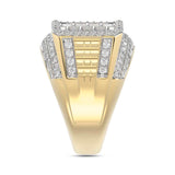 MEN'S RING 2.00CT ROUND/BAGUETTE DIAMOND 10K YELLOW GOLD