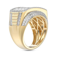 MEN'S RING 2.00CT ROUND/BAGUETTE DIAMOND 10K YELLOW GOLD