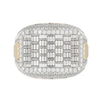 MEN'S RING 2.00CT ROUND/BAGUETTE DIAMOND 10K YELLOW GOLD