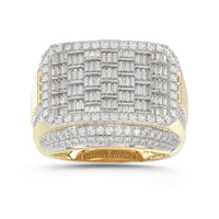 MEN'S RING 2.00CT ROUND/BAGUETTE DIAMOND 10K YELLOW GOLD