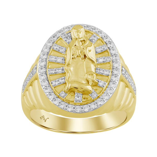 MENS RING 0.75CT ROUND DIAMOND 10K YELLOW GOLD