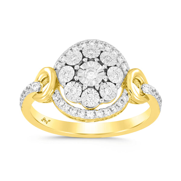 LADIES RING 0.25CT ROUND DIAMOND 10K YELLOW GOLD