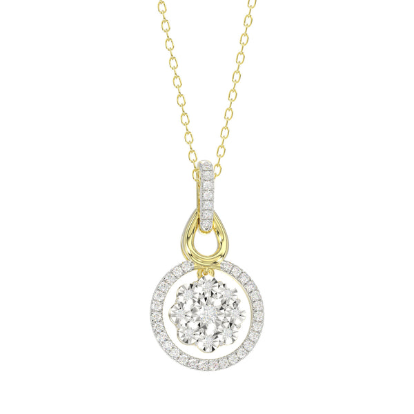 MEN'S PENDANT WITH CHAIN 0.20CT ROUND DIAMOND 10K YELLOW GOLD
