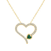 LADIES NECKLACE 0.70CT ROUND/EMERALD/HEART DIAMOND 14K YELLOW GOLD (CENTER STONE HEART DIAMOND- 0.20CT)