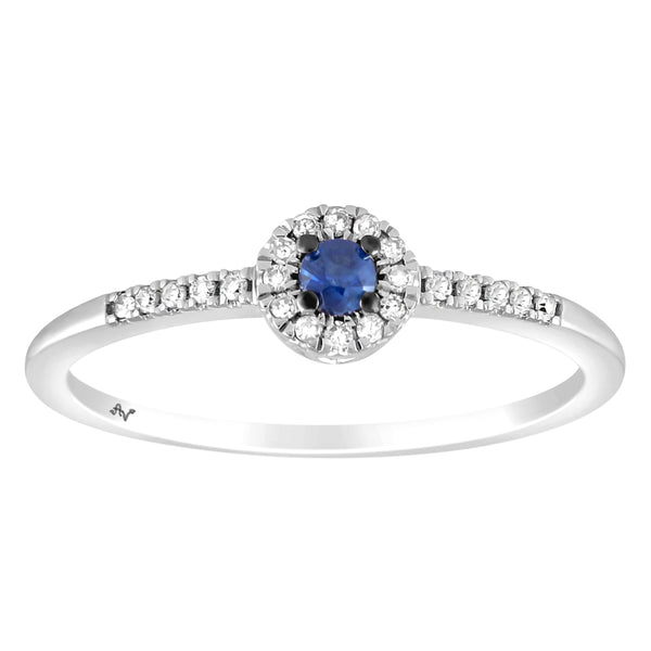 LADIES RING 0.20CT ROUND/SAPHIRE DIAMOND 14K WHITE GOLD