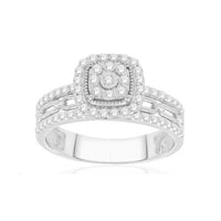 LADIES RING 0.50CT ROUND DIAMOND 14K WHITE GOLD