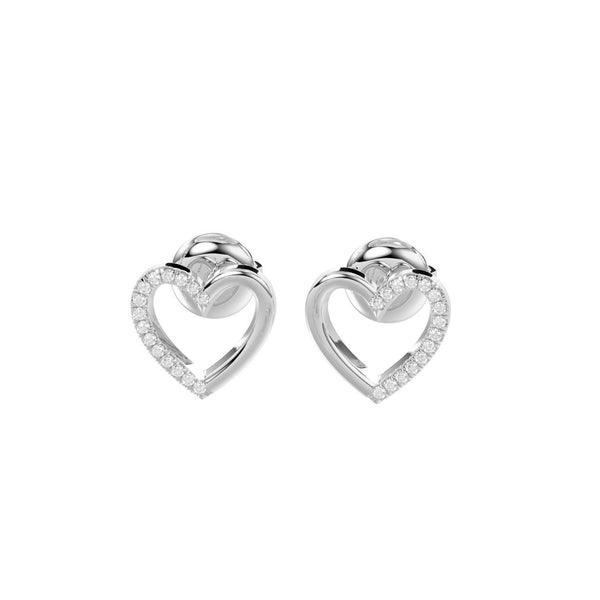 LADIES EARRINGS 0.10CT ROUND DIAMOND 14K WHITE GOLD