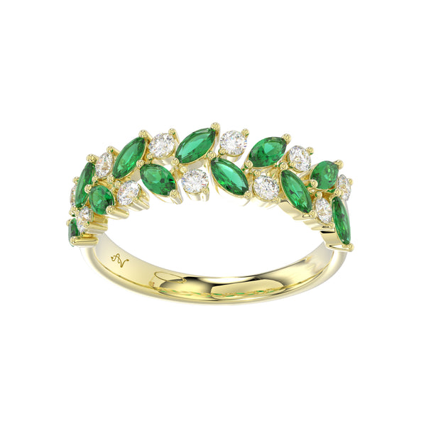 LADIES RING 1.20CT ROUND/MARQUISE/EMERALD DIAMOND 14K YELLOW GOLD (CENTER STONE MARQUISE/EMERALD DIAMOND 0.80CT)