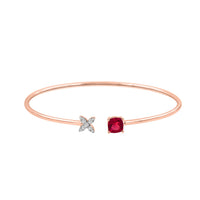 LADIES BANGLE 1.00CT ROUND/CUSHION/RUBY DIAMOND 14K ROSE GOLD (CENTER STONE 0.88CT RUBY CUSHION DIAMOND)