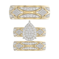 LADIES TRIO SET 1.33CT ROUND DIAMOND 10K YELLOW GOLD