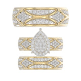 LADIES TRIO SET 1.33CT ROUND DIAMOND 10K YELLOW GOLD