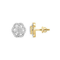 LADIES EARRINGS 0.50CT ROUND DIAMOND 14K YELLOW GOLD