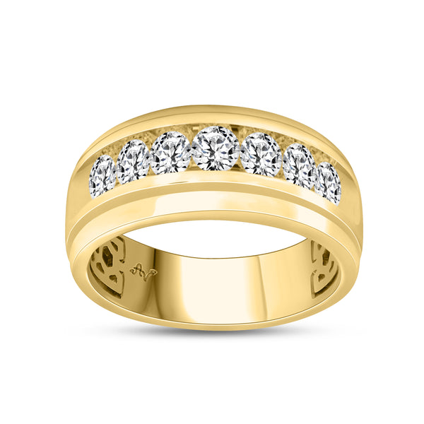 MEN'S BAND 1.00CT ROUND DIAMOND 14K YELLOW GOLD