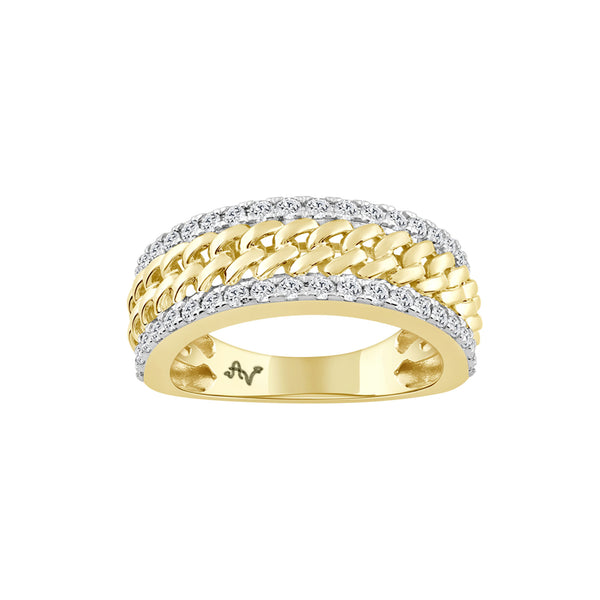 MEN'S BAND 1.00CT ROUND DIAMOND 14K YELLOW GOLD