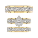 LADIES TRIO SET 1.00CT ROUND/BAGUETTE DIAMOND 10K YELLOW GOLD