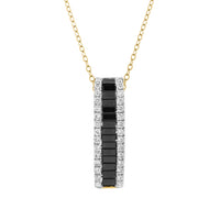 LADIES PENDANT 0.75CT ROUND/BAGUETTE DIAMOND 14K YELLOW GOLD