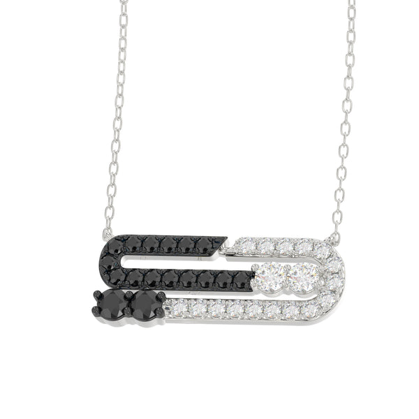 LADIES NECKLACE 0.50CT BLACK/ROUND DIAMOND 14K WHITE GOLD