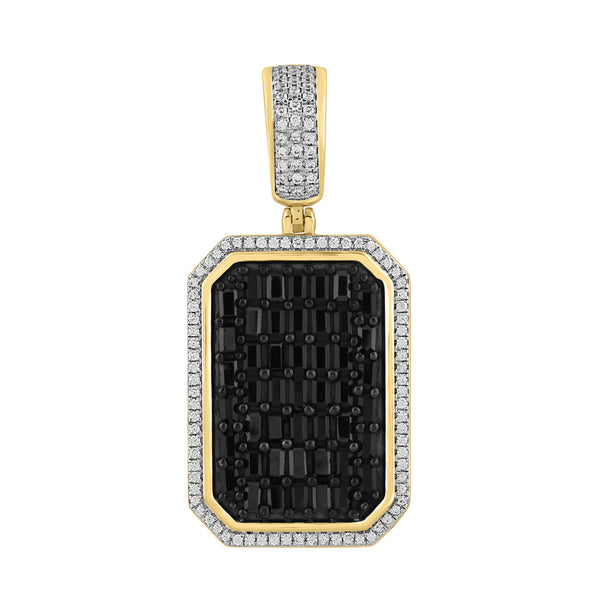 MEN'S CHARM PENDANT 2.25CT ROUND/BAGUETTE DIAMOND 10K YELLOW GOLD