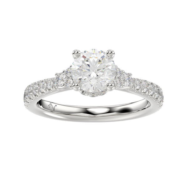 LADIES RING 1.00CT ROUND DIAMOND 14K WHITE GOLD