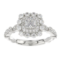 LADIES RING 1.25CT PRINCESS /ROUND DIAMOND 14K WHITE GOLD