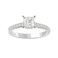 LADIES RING 1.00CT ROUND/PRINCESS DIAMOND 14K WHITE GOLD