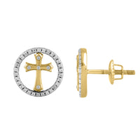 LADIES EARRINGS 0.25CT ROUND DIAMOND 14K YELLOW GOLD