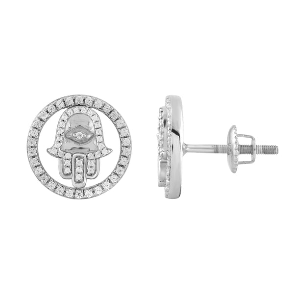 LADIES EARRING 0.25CT ROUND DIAMOND 14K WHITE GOLD