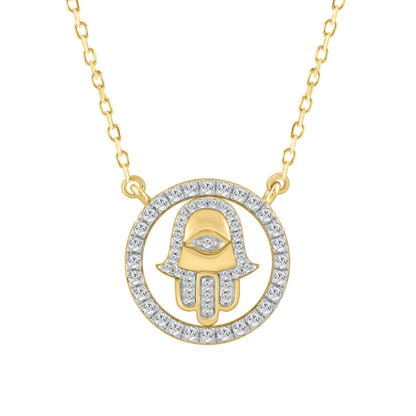 LADIES NECKLACE 0.25CT ROUND DIAMOND 10K YELLOW GOLD
