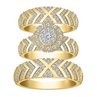 LADIES TRIO SET 1.50CT ROUND DIAMOND 10K YELLOW GOLD