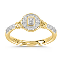 LADIES RING 0.33CT EMERALD/ROUND DIAMOND 14K YELLOW GOLD