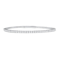 LADIES HALF FLEXIBLE BANGLE 1.00CT ROUND/BLUE SAPPHIRE DIAMOND 14K WHITE GOLD