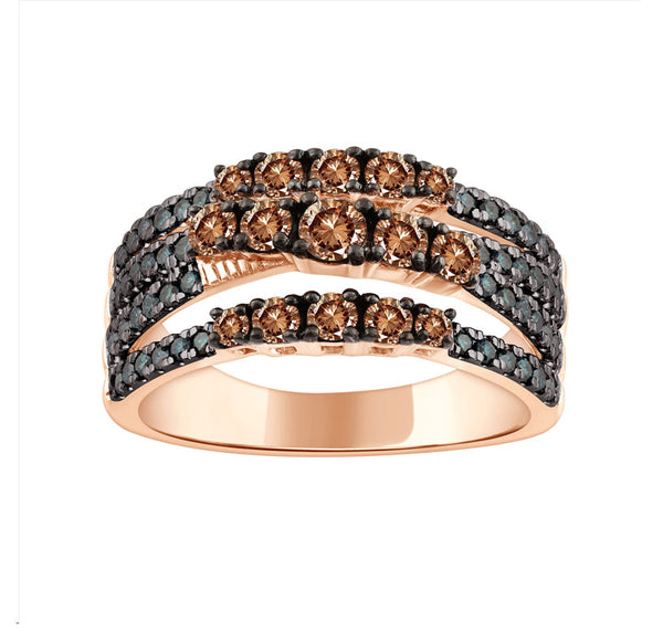 LADIES RING 1.00CT BLUE/DARK BROWN DIAMOND 14K ROSE GOLD